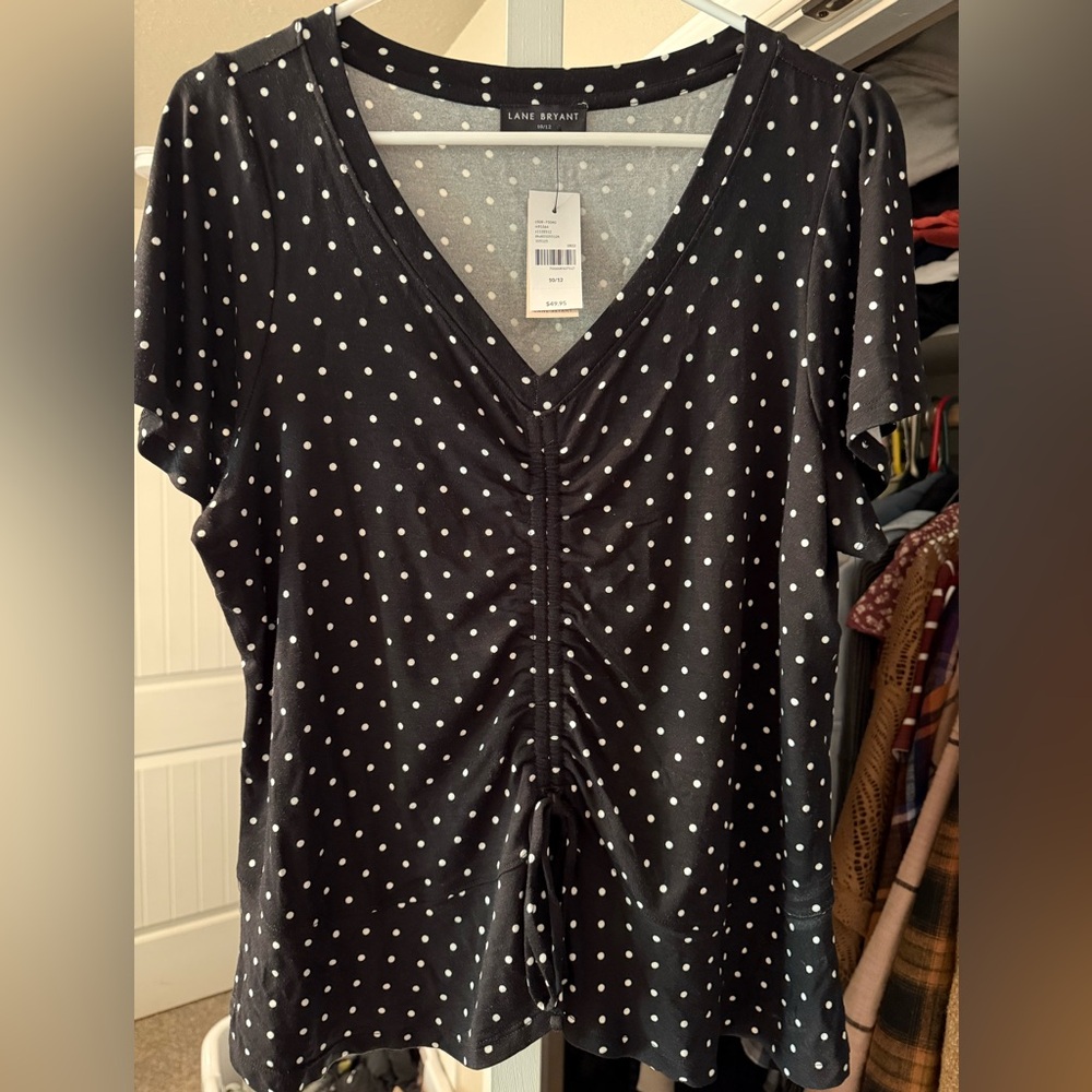 Lane Bryant Black and White Polka Dot Top